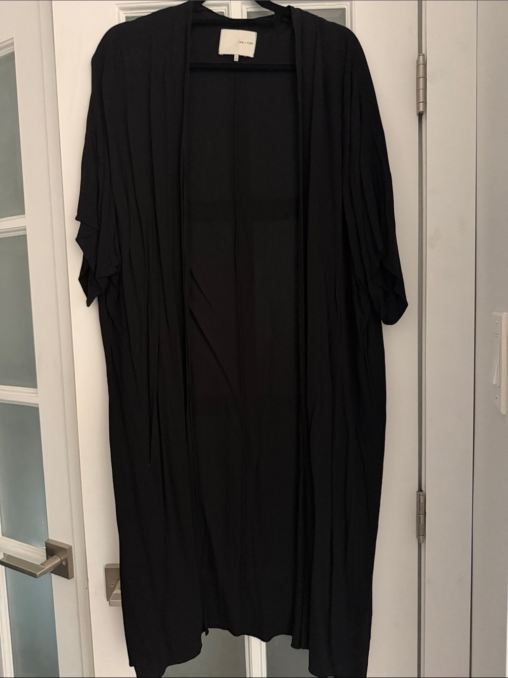 OAK + FORT Black Draped Maxi Open-Front Dress